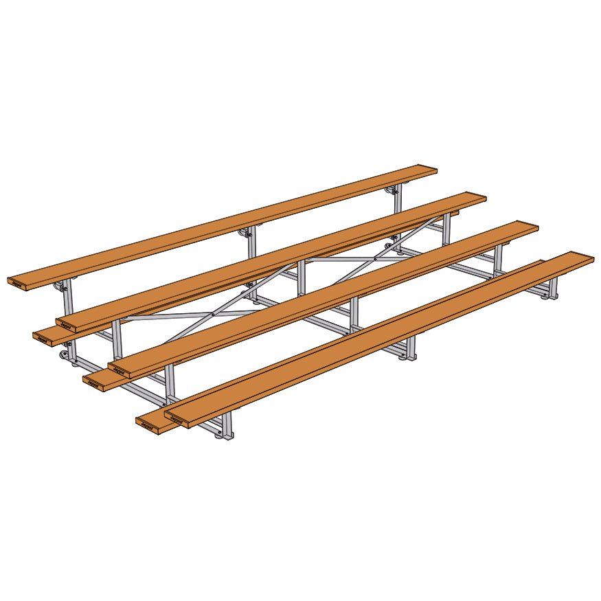 Jaypro Sports Bleacher - 4 Row - Tip & Roll, Single Foot Plank, Powder Coated - 15' L (BLCH - 4TRGPC) - SchoolOutlet