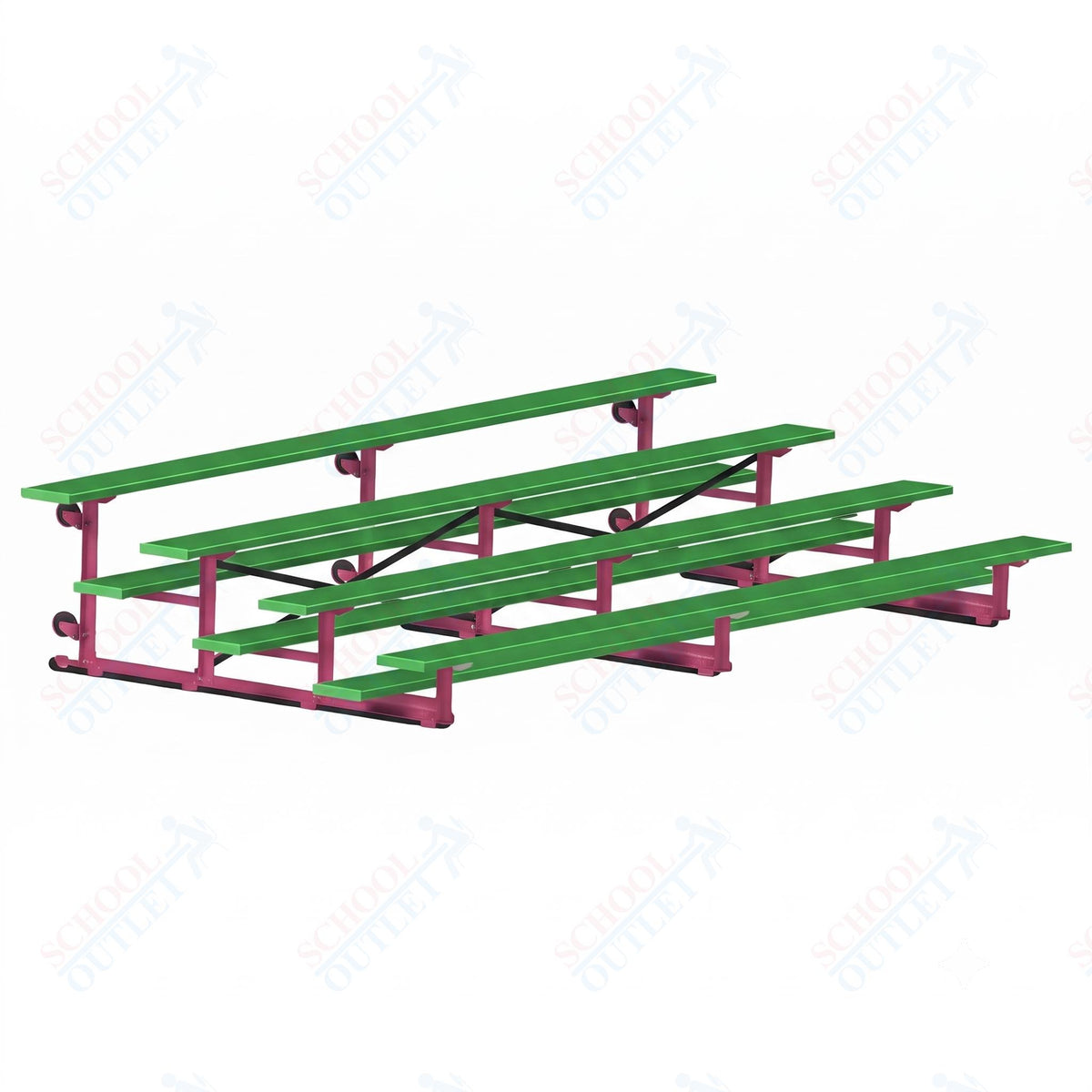 Jaypro Sports Bleacher - 4 Row - Tip & Roll, Single Foot Plank, Powder Coated - 15' L (BLCH-4TRGPC) - SchoolOutlet