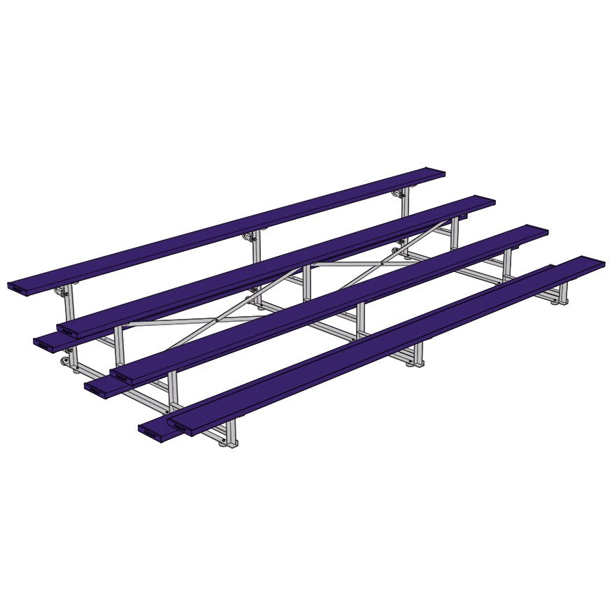 Jaypro Sports Bleacher - 4 Row - Tip & Roll, Single Foot Plank, Powder Coated - 15' L (BLCH - 4TRGPC) - SchoolOutlet