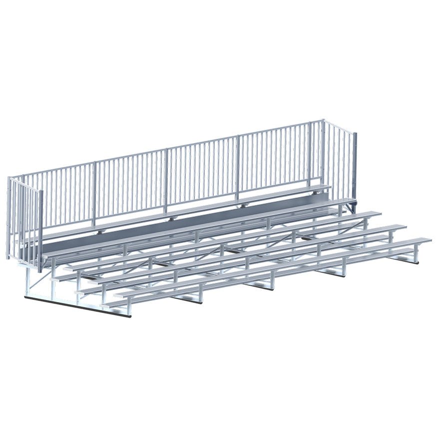 Jaypro Sports Bleacher - 5 Row - Single Foot Plank with Guard Rail - 27' L (BLCH - 527GR) - SchoolOutlet