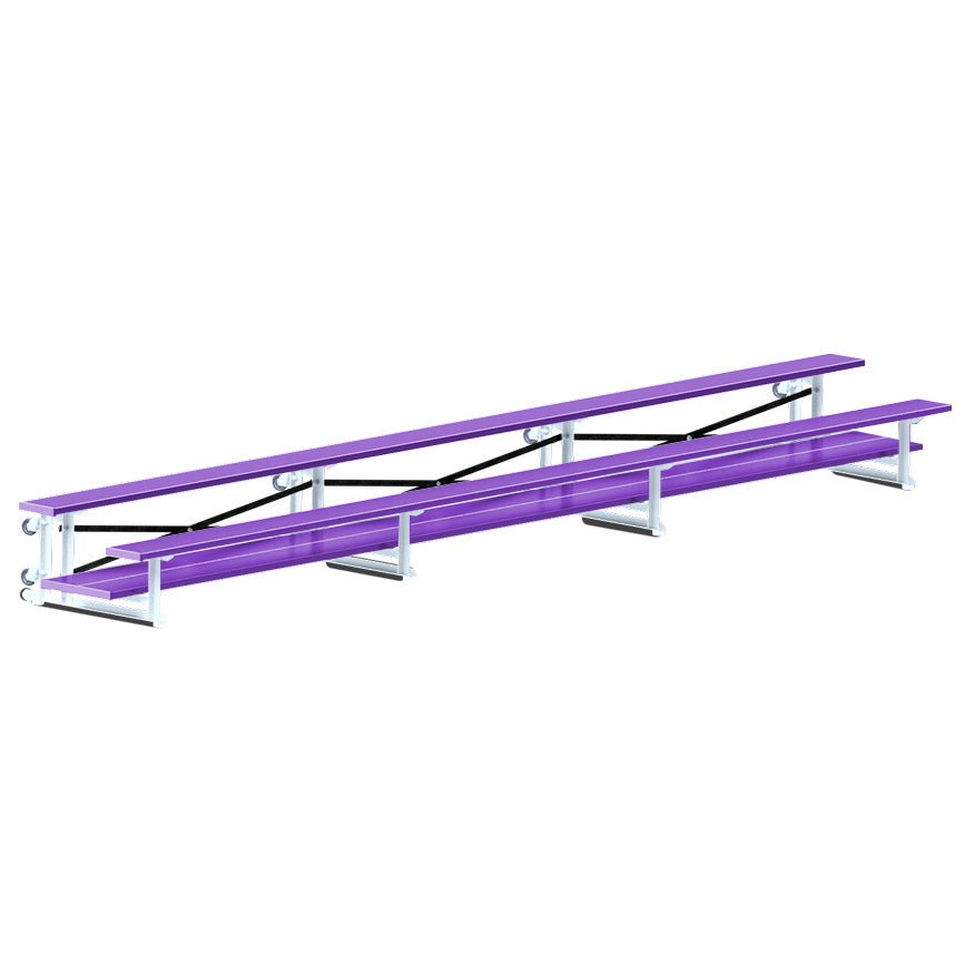 Jaypro Sports Bleacher - 2 Row - Tip & Roll, Double Foot Plank, Powder Coated - 21' L (BLDP - 221TRGPC) - SchoolOutlet