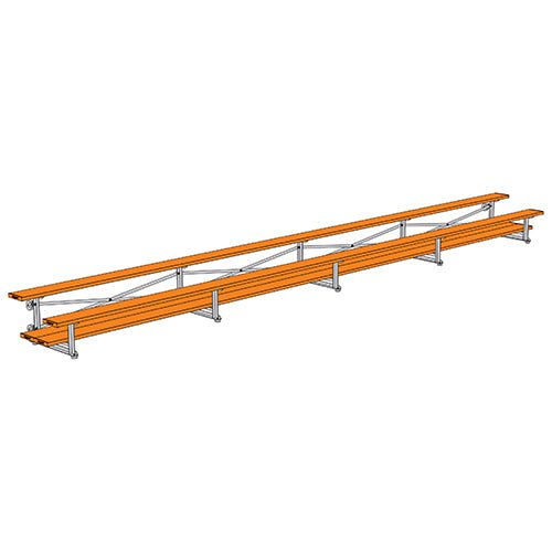 Jaypro Sports Bleacher - 2 Row - Tip & Roll, Double Foot Plank, Powder Coated - 27' L (BLDP - 227TRGPC) - SchoolOutlet