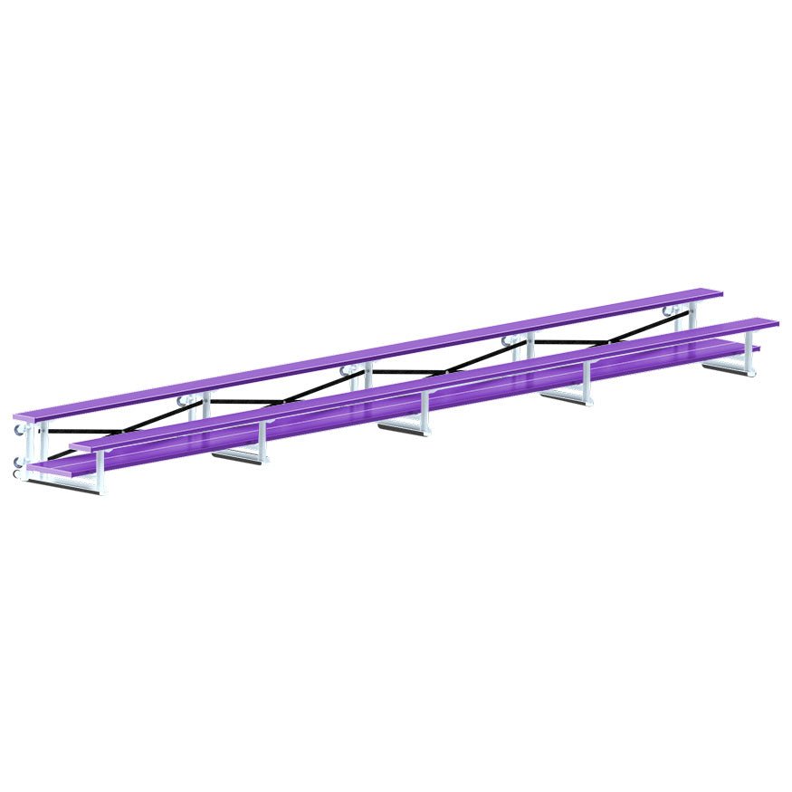 Jaypro Sports Bleacher - 2 Row - Tip & Roll, Double Foot Plank, Powder Coated - 27' L (BLDP - 227TRGPC) - SchoolOutlet