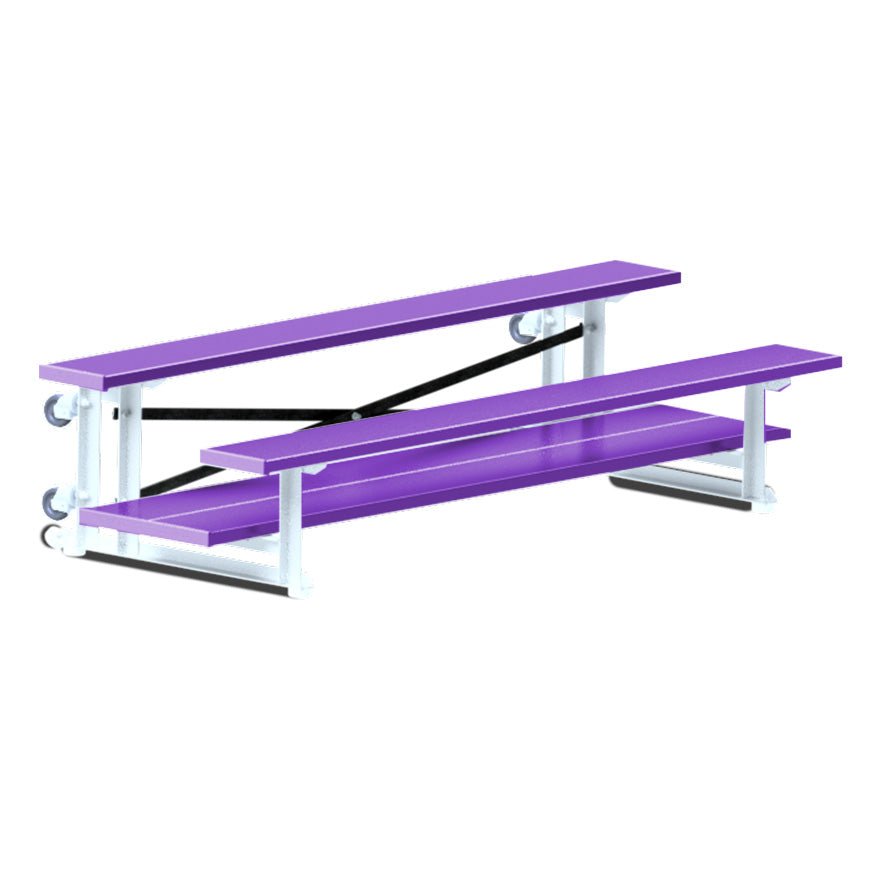 Jaypro Sports Bleacher - 2 Row - Tip & Roll, Double Foot Plank, Powder Coated - 7.5' L (BLDP - 275TRGPC) - SchoolOutlet