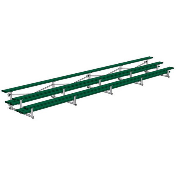 Jaypro Sports Bleacher - 3 Row - Double Foot Plank, All Aluminum Bleachers, Powder Coated - 27' L (BLDP - 327ALPC) - SchoolOutlet