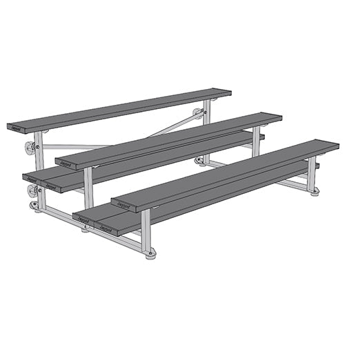 Jaypro Sports Bleacher - 3 Row - Tip & Roll, Double Foot Plank, powder Coated - 7.5' L (BLDP - 375TRGPC) - SchoolOutlet