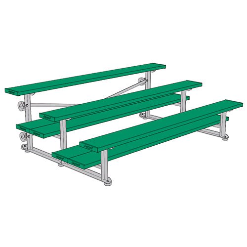 Jaypro Sports Bleacher - 3 Row - Tip & Roll, Double Foot Plank, powder Coated - 7.5' L (BLDP - 375TRGPC) - SchoolOutlet