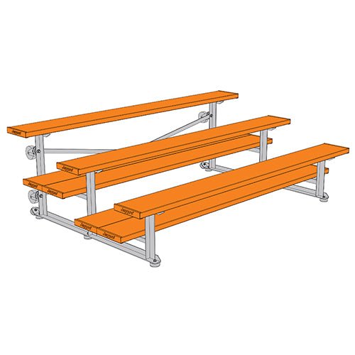 Jaypro Sports Bleacher - 3 Row - Tip & Roll, Double Foot Plank, powder Coated - 7.5' L (BLDP - 375TRGPC) - SchoolOutlet