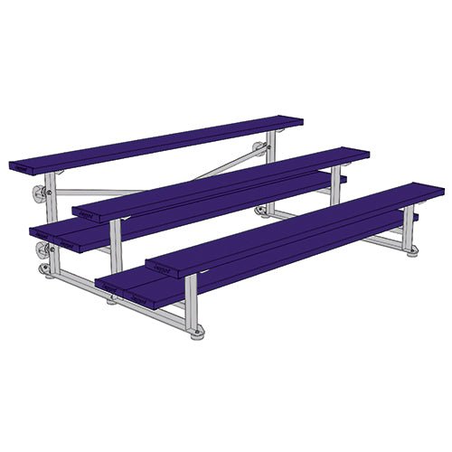 Jaypro Sports Bleacher - 3 Row - Tip & Roll, Double Foot Plank, powder Coated - 7.5' L (BLDP - 375TRGPC) - SchoolOutlet