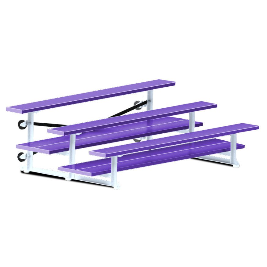 Jaypro Sports Bleacher - 3 Row - Tip & Roll, Double Foot Plank, powder Coated - 7.5' L (BLDP-375TRGPC) - SchoolOutlet