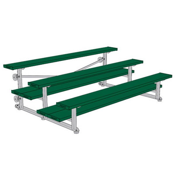 Jaypro Sports Bleacher - 3 Row - Tip & Roll, Double Foot Plank, powder Coated - 7.5' L (BLDP - 375TRGPC) - SchoolOutlet