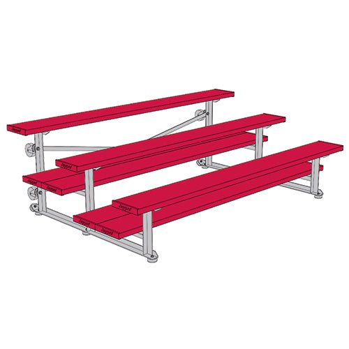 Jaypro Sports Bleacher - 3 Row - Tip & Roll, Double Foot Plank, powder Coated - 7.5' L (BLDP - 375TRGPC) - SchoolOutlet