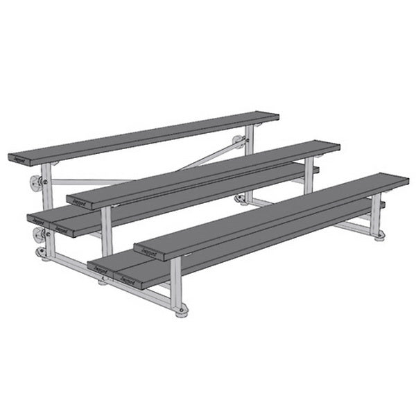 Jaypro Sports Bleacher - 3 Row - Tip & Roll, Double Foot Plank, powder Coated - 7.5' L (BLDP - 375TRGPC) - SchoolOutlet