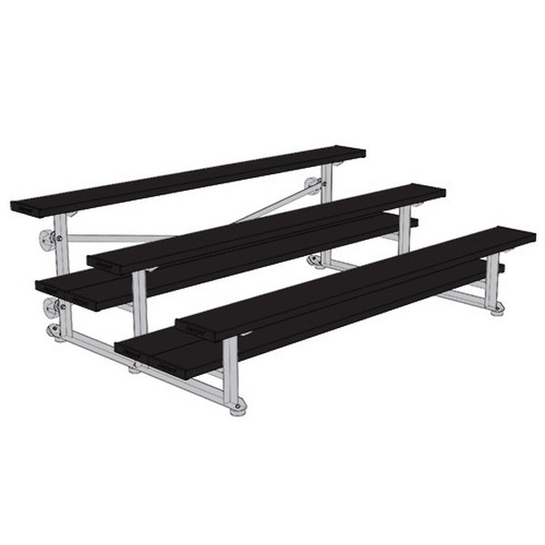 Jaypro Sports Bleacher - 3 Row - Tip & Roll, Double Foot Plank, powder Coated - 7.5' L (BLDP - 375TRGPC) - SchoolOutlet