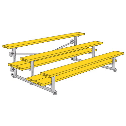 Jaypro Sports Bleacher - 3 Row - Tip & Roll, Double Foot Plank, powder Coated - 7.5' L (BLDP - 375TRGPC) - SchoolOutlet