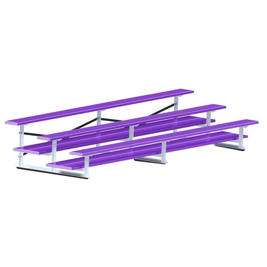 Jaypro Sports Bleacher - 3 Row - Double Foot Plank, All Aluminum Bleachers, Powder Coated - 15' L (BLDP - 3ALPC) - SchoolOutlet