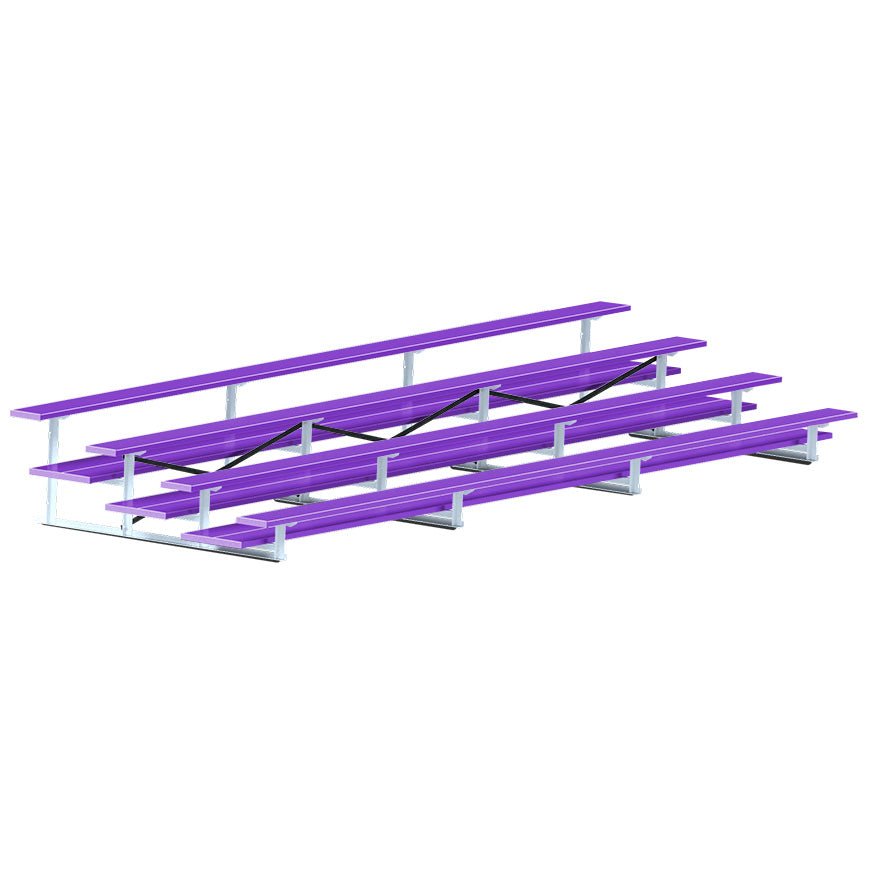 Jaypro Sports Bleacher - 4 Row - Double Foot Plank, All Aluminum Bleachers, Powder Coated - 21' L (BLDP - 421ALPC) - SchoolOutlet