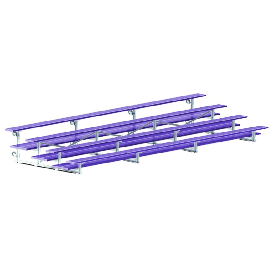 Jaypro Sports Bleacher - 4 Row - Tip & Roll, Double Foot Plank, Powder Coated - 21' L (BLDP - 421TRGPC) - SchoolOutlet