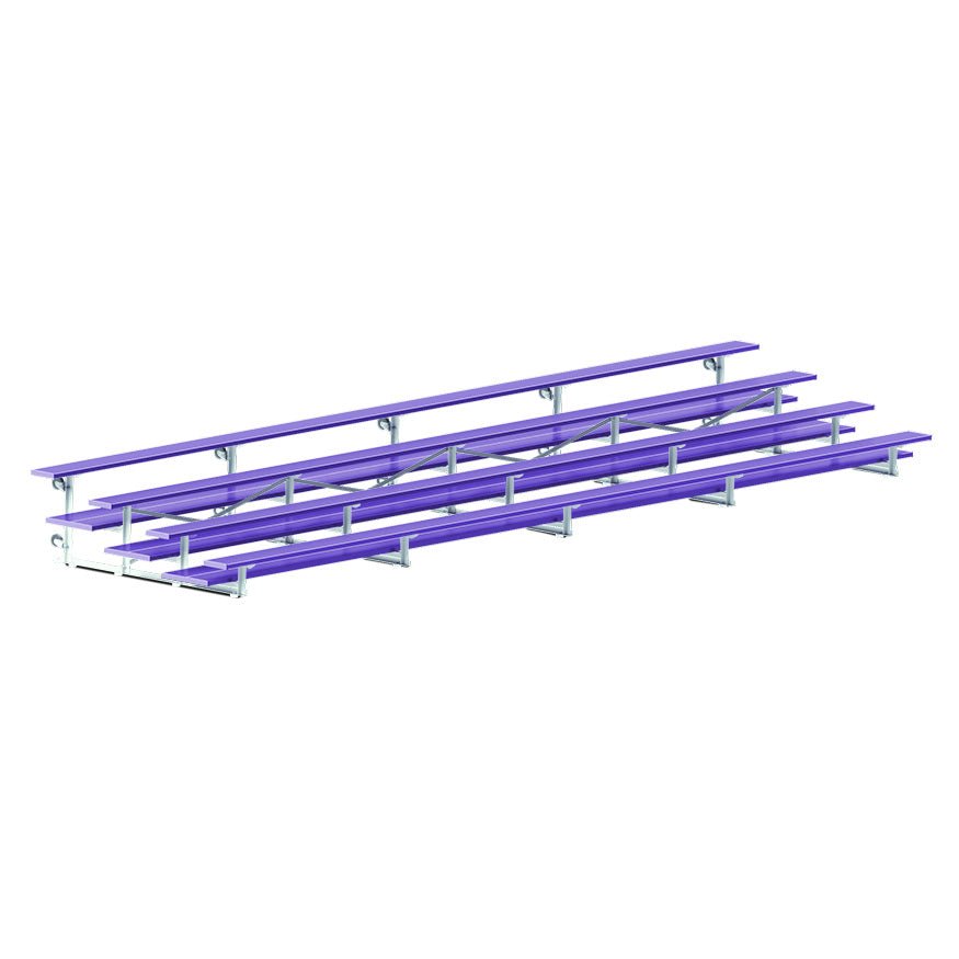 Jaypro Sports Bleacher - 4 Row - Tip & Roll, Double Foot Plank, Powder Coated - 27' L (BLDP - 427TRGPC) - SchoolOutlet