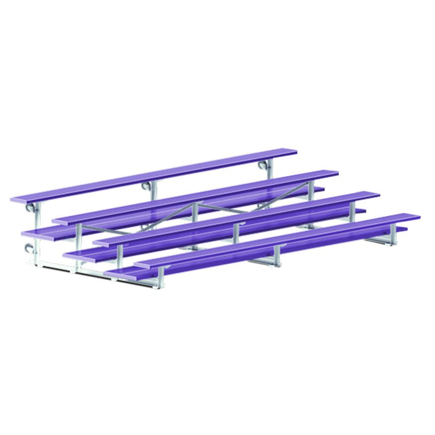 Jaypro Sports Bleacher - 4 Row - Tip & Roll, Double Foot Plank, Powder Coated - 15' L (BLDP - 4TRGPC) - SchoolOutlet