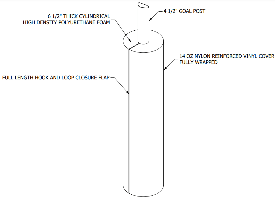 Jaypro Sports - Protector Pad - 6" Thick pad - Pro Football/Basketball Goal Post (Outdoor) - Pro Style, 4.5" Pole - Single (PPP - 500HP) - SchoolOutlet