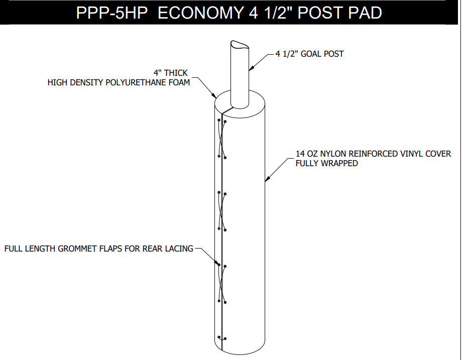 Jaypro Sports - Protector Pad - 4" Thick pad - Pro Football/Basketball Goal Post (Outdoor) - Pro Style, 4.5" Pole - Single (PPP - 5HP) - SchoolOutlet