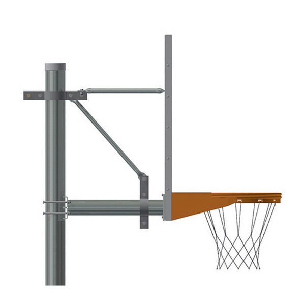 Jaypro Basketball System - Straight Post (4.5" Pole with 4 ft. Offset) - 72" Perforated Steel Backboard (SPA4 - PERF - XX) - SchoolOutlet