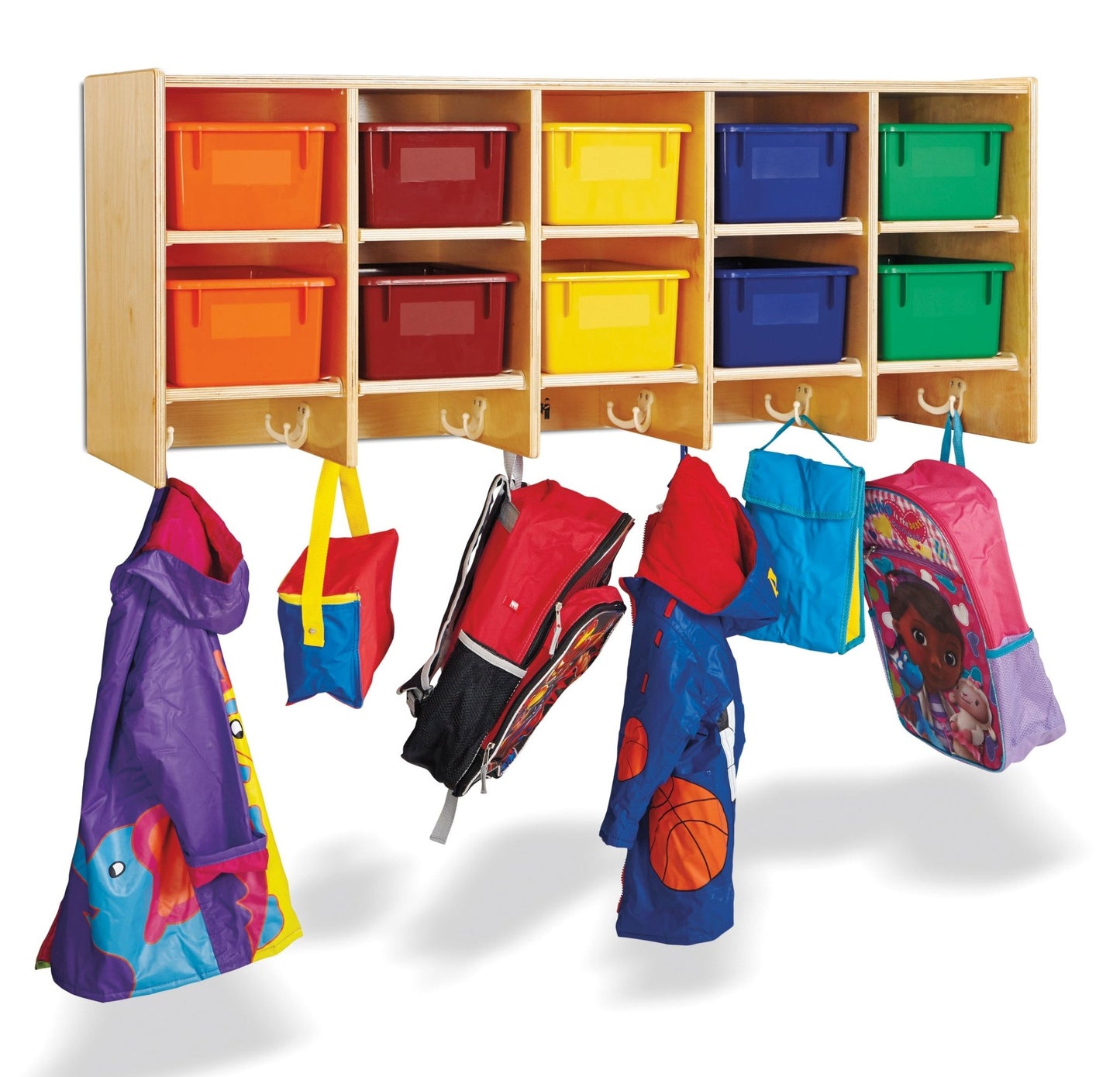Jonti - Craft 10 Section Wall Mount Coat Locker - with Colored Trays - SchoolOutlet