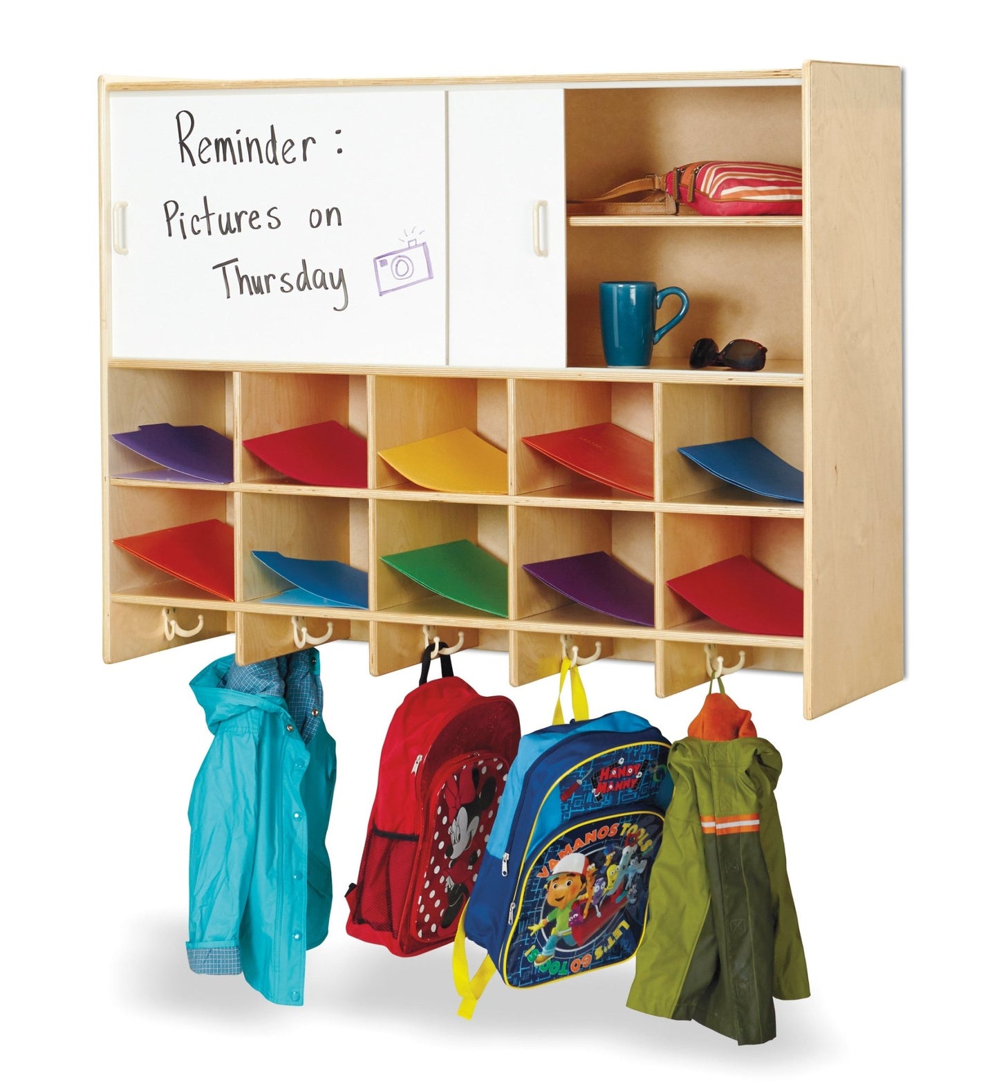 Jonti - Craft 10 Section Wall Mount Coat Locker with Storage - without Cubbie - Trays - SchoolOutlet