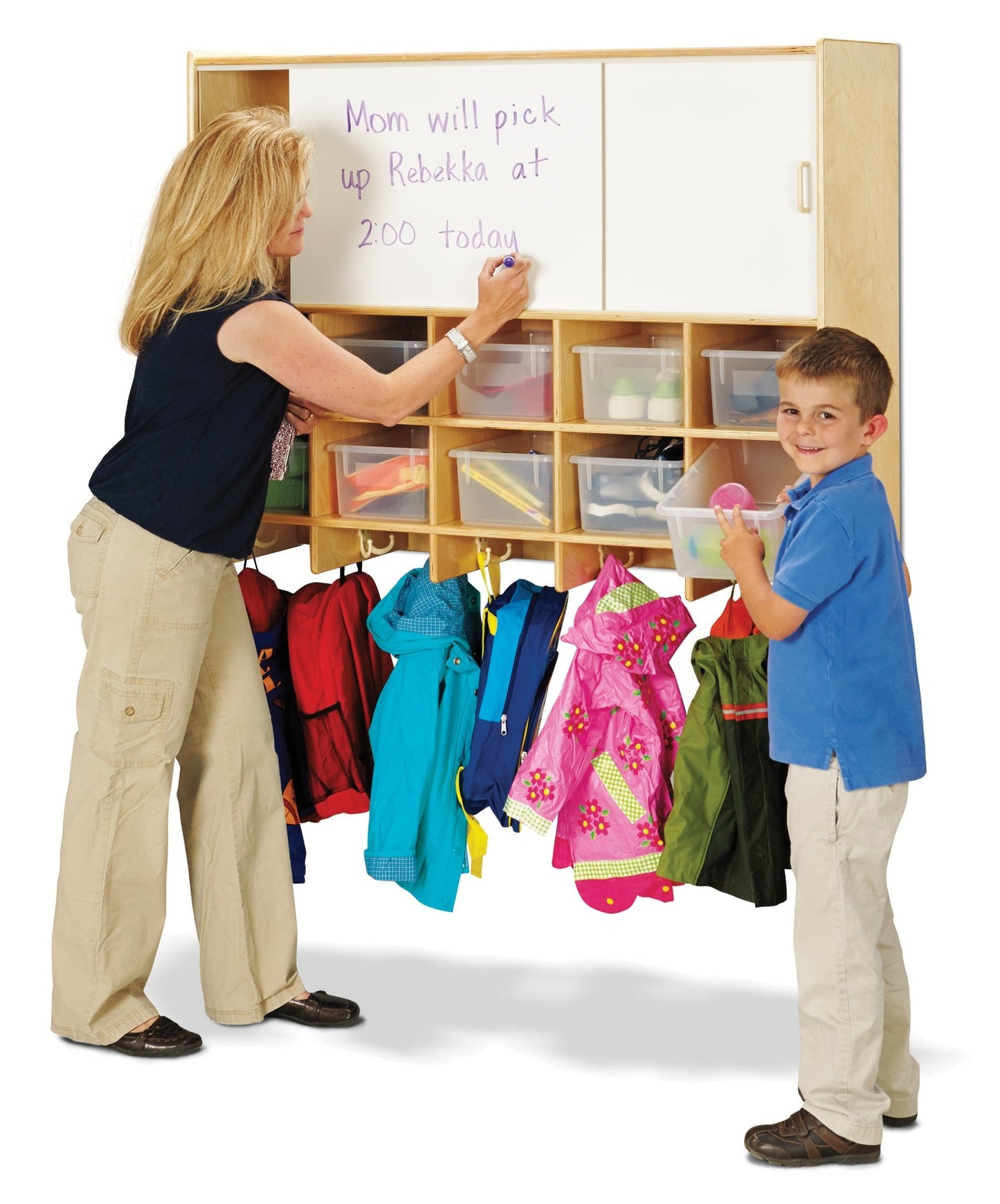 Jonti - Craft 10 Section Wall Mount Coat Locker with Storage - with Clear Cubbie - Trays - SchoolOutlet