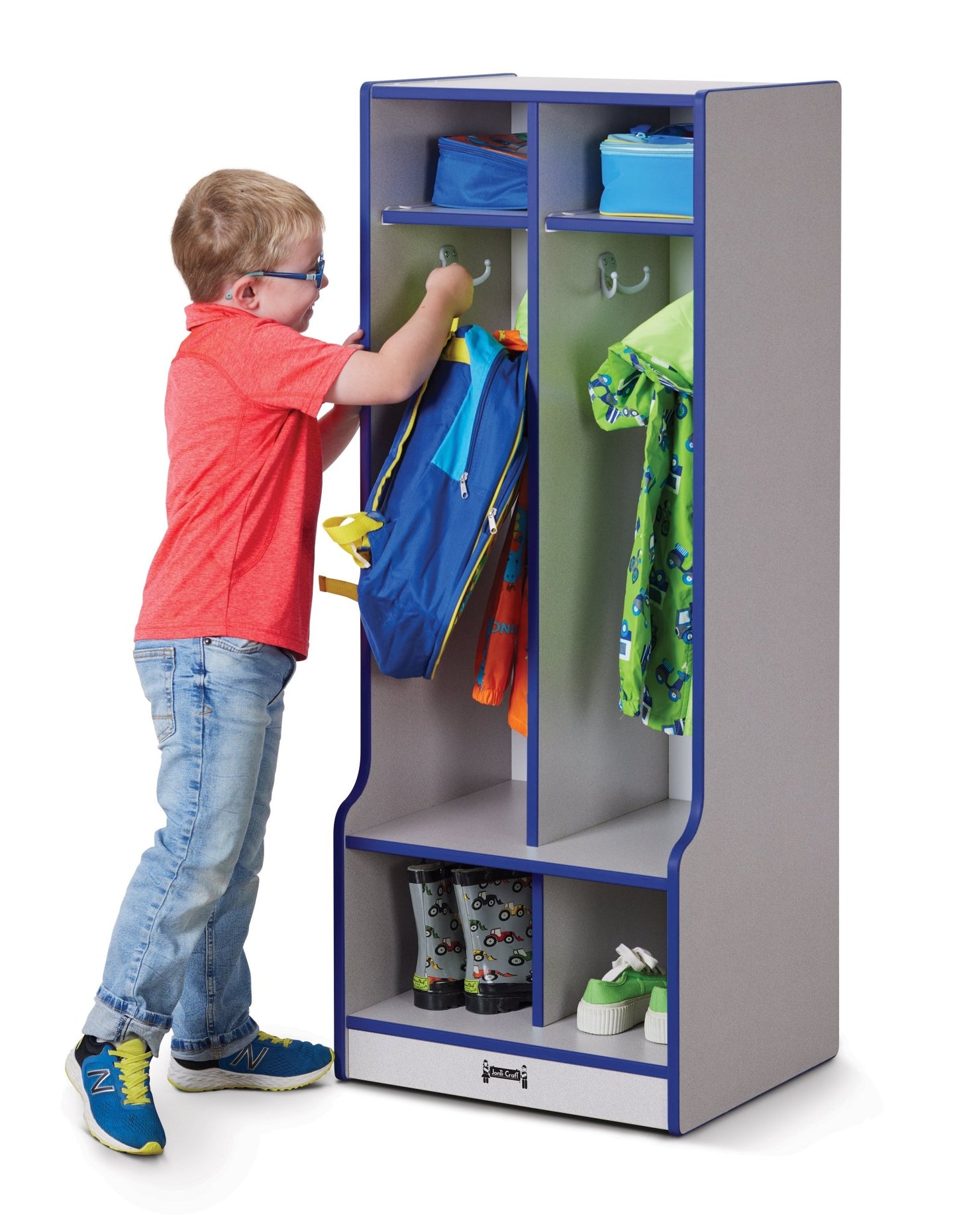 Rainbow Accents 2 Section Coat Locker with Step - SchoolOutlet