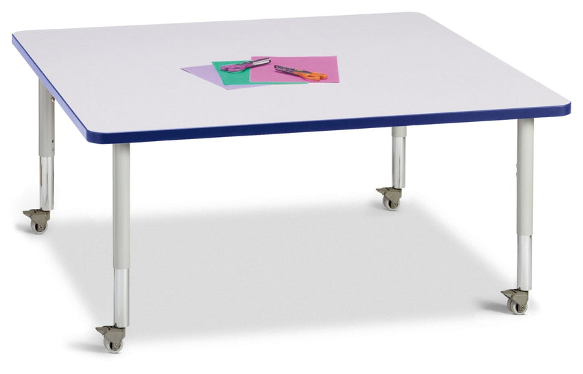 Berries Square Activity Table - 48" X 48", Mobile with Adjustable Height (20" - 31") - SchoolOutlet