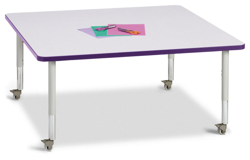 Berries Square Activity Table - 48" X 48", Mobile with Adjustable Height (20" - 31") - SchoolOutlet