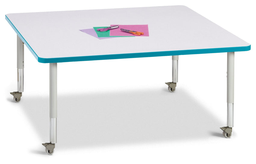 Berries Square Activity Table - 48" X 48", Mobile with Adjustable Height (20" - 31") - SchoolOutlet