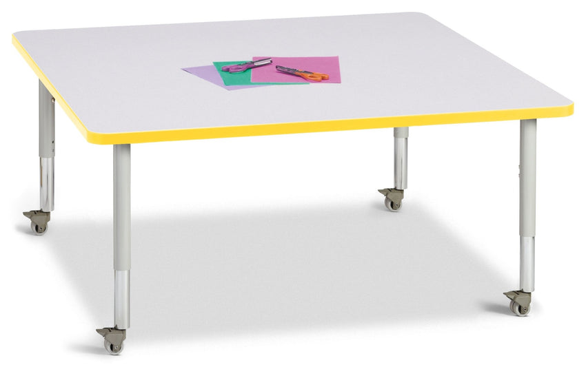 Berries Square Activity Table - 48" X 48", Mobile with Adjustable Height (20" - 31") - SchoolOutlet