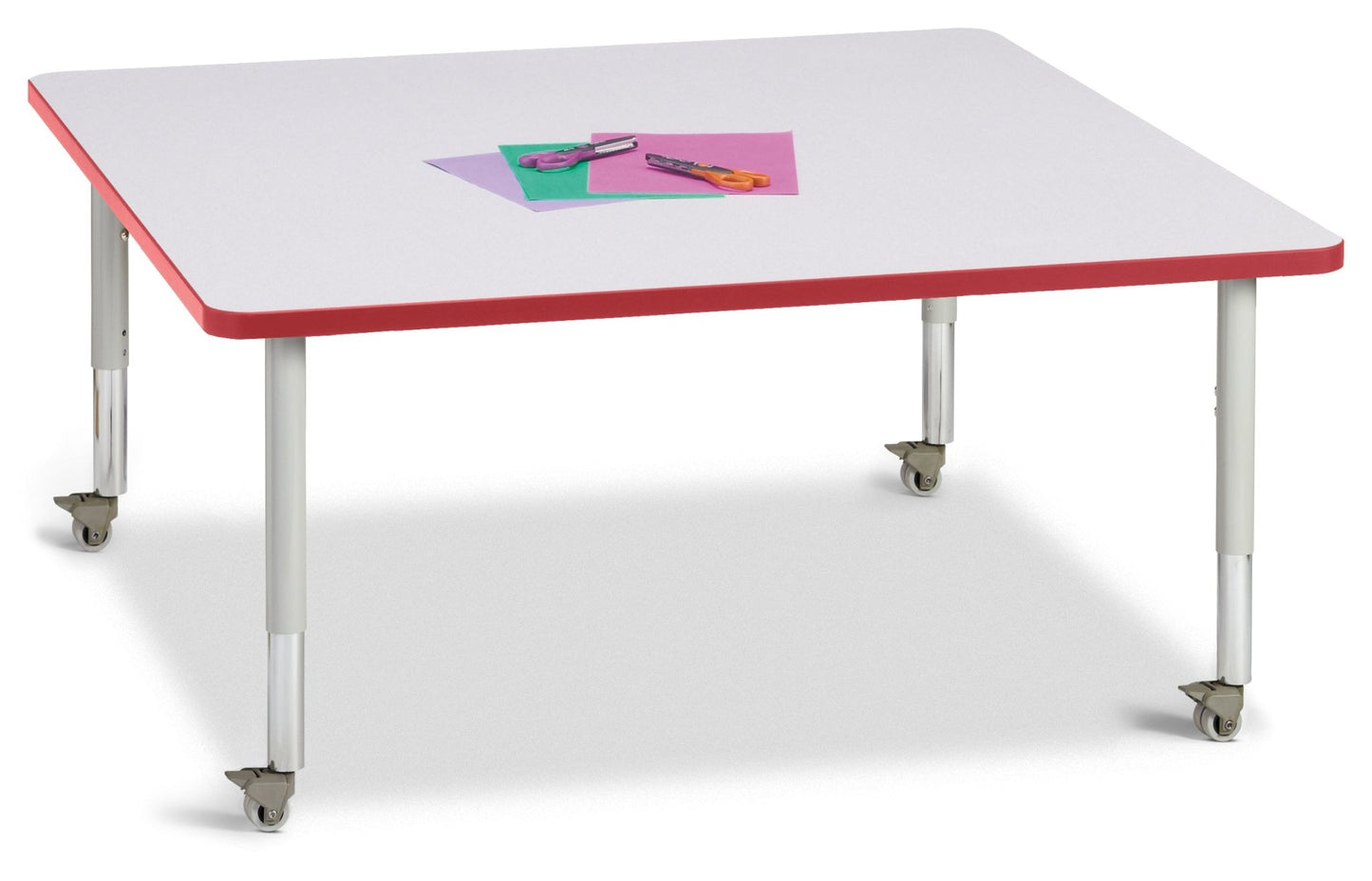 Berries Square Activity Table - 48" X 48", Mobile with Adjustable Height (20" - 31") - SchoolOutlet