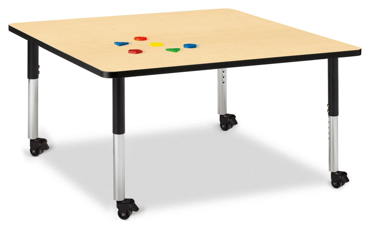 Berries Square Activity Table - 48" X 48", Mobile with Adjustable Height (20" - 31") - SchoolOutlet