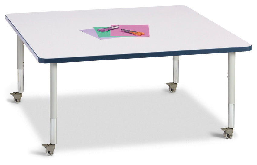 Berries Square Activity Table - 48" X 48", Mobile with Adjustable Height (20" - 31") - SchoolOutlet