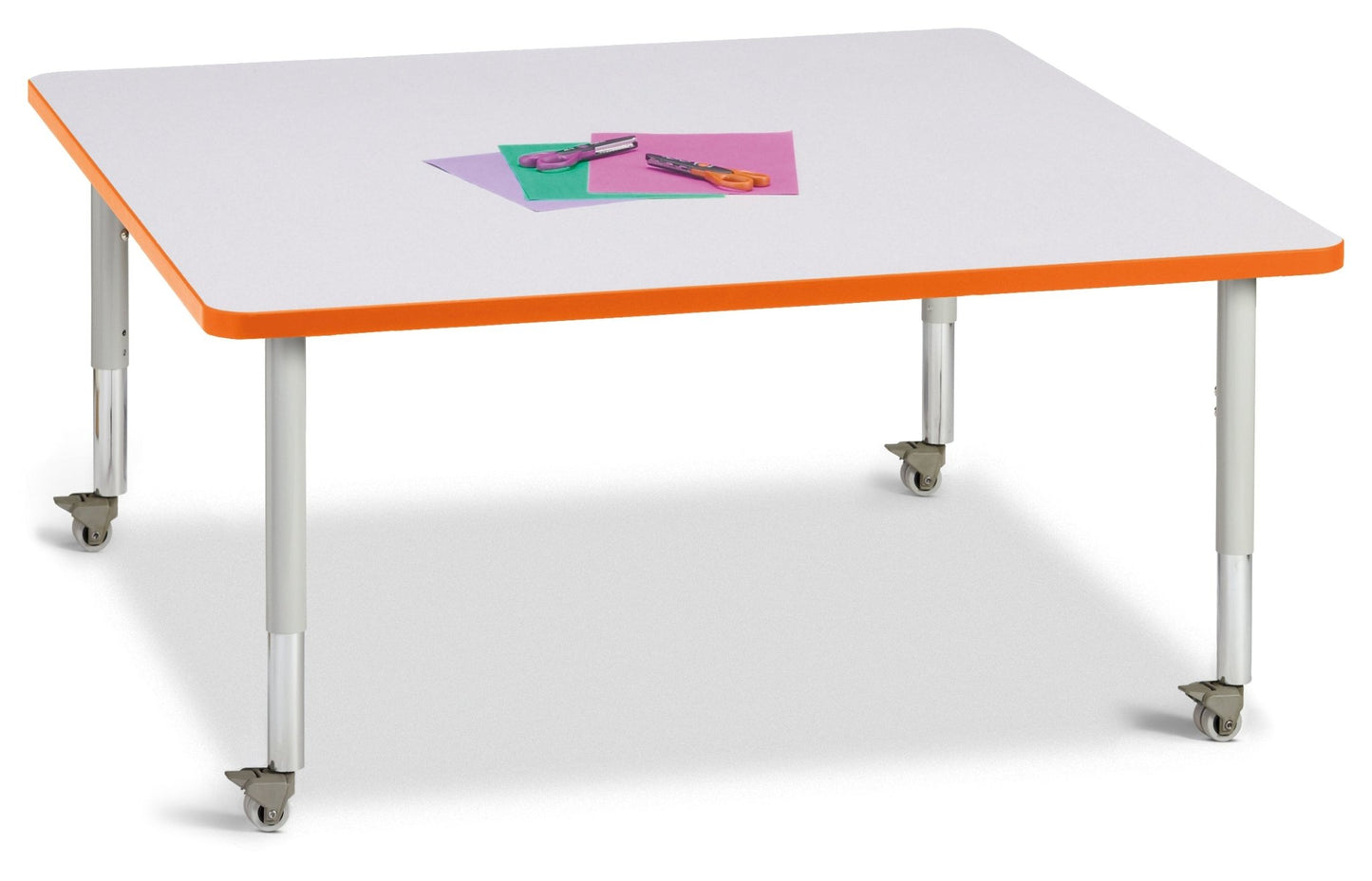 Berries Square Activity Table - 48" X 48", Mobile with Adjustable Height (20" - 31") - SchoolOutlet