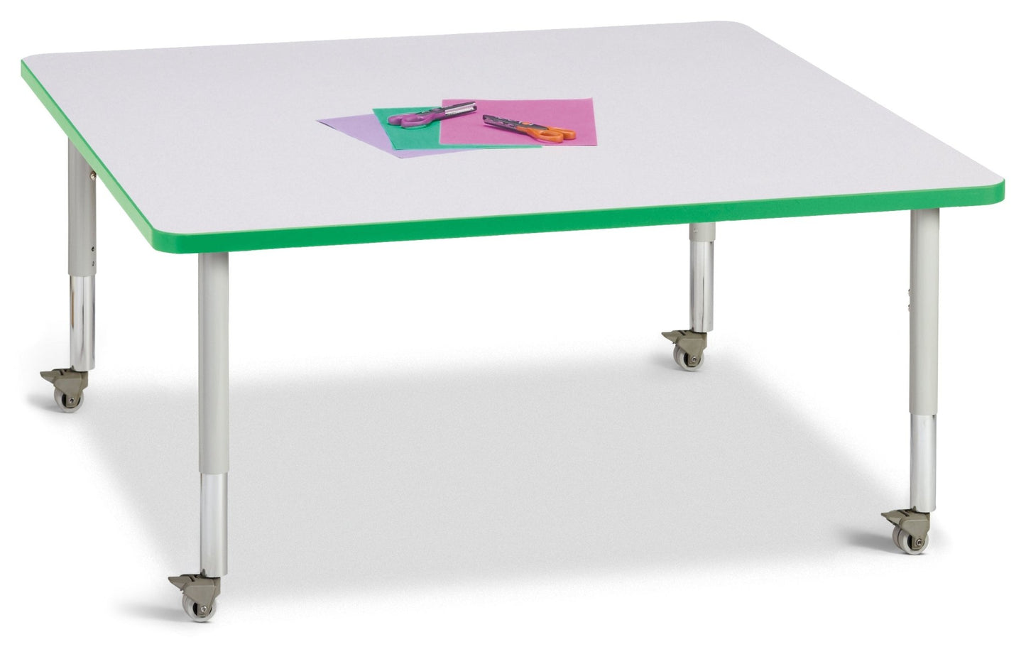 Berries Square Activity Table - 48" X 48", Mobile with Adjustable Height (20" - 31") - SchoolOutlet