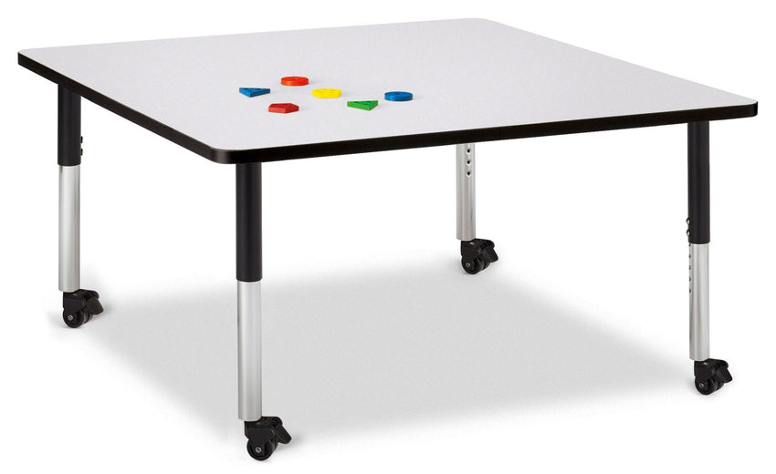 Berries Square Activity Table - 48" X 48", Mobile with Adjustable Height (20" - 31") - SchoolOutlet