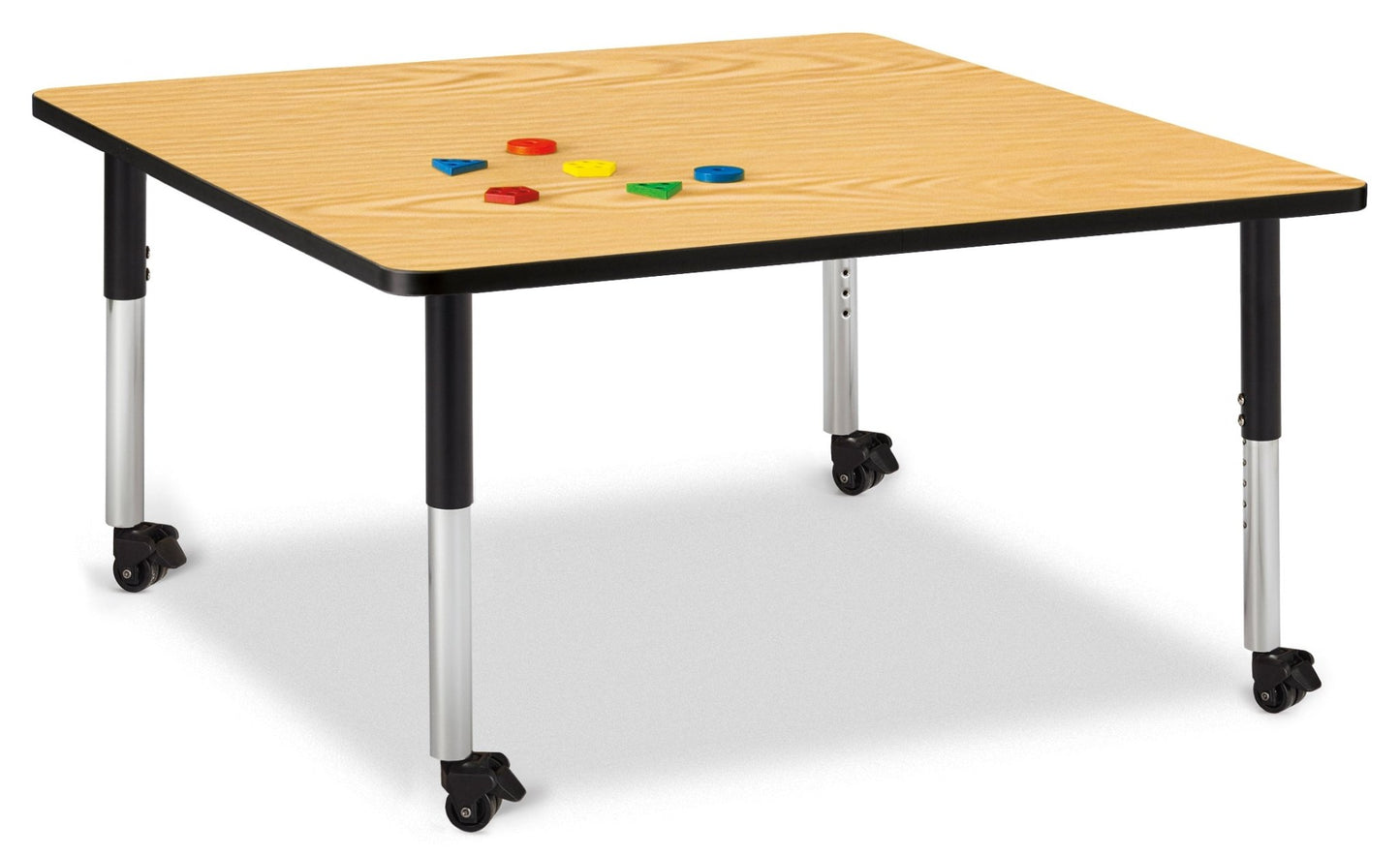 Berries Square Activity Table - 48" X 48", Mobile with Adjustable Height (20" - 31") - SchoolOutlet