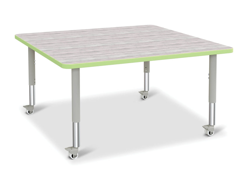 Berries Square Activity Table - 48" X 48", Mobile with Adjustable Height (20" - 31") - SchoolOutlet