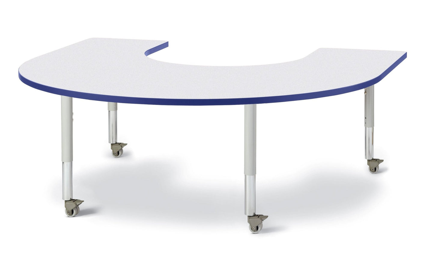 Berries Horseshoe Activity Table - 66" X 60", Mobile with Adjustable Height (20" - 31") - SchoolOutlet