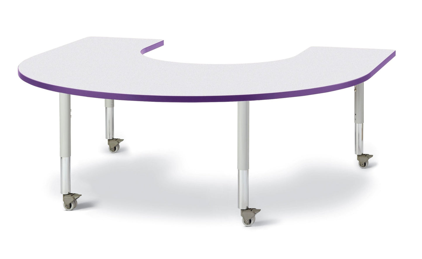 Berries Horseshoe Activity Table - 66" X 60", Mobile with Adjustable Height (20" - 31") - SchoolOutlet