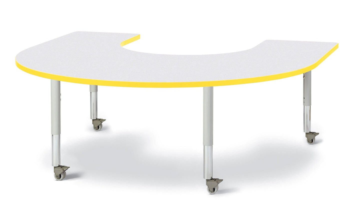 Berries Horseshoe Activity Table - 66" X 60", Mobile with Adjustable Height (20" - 31") - SchoolOutlet