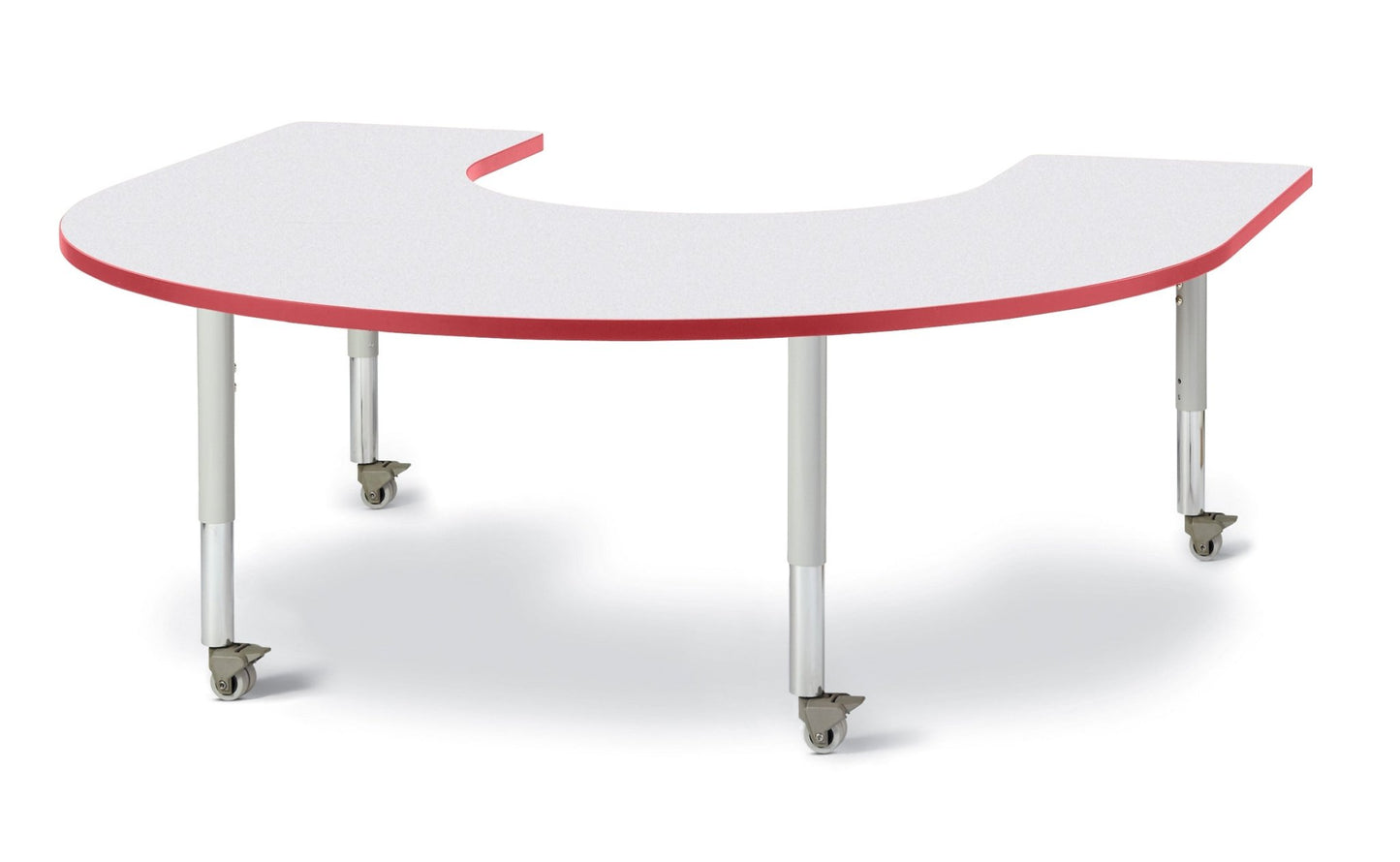 Berries Horseshoe Activity Table - 66" X 60", Mobile with Adjustable Height (20" - 31") - SchoolOutlet