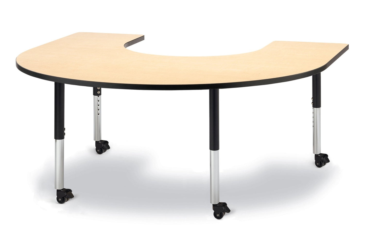 Berries Horseshoe Activity Table - 66" X 60", Mobile with Adjustable Height (20" - 31") - SchoolOutlet
