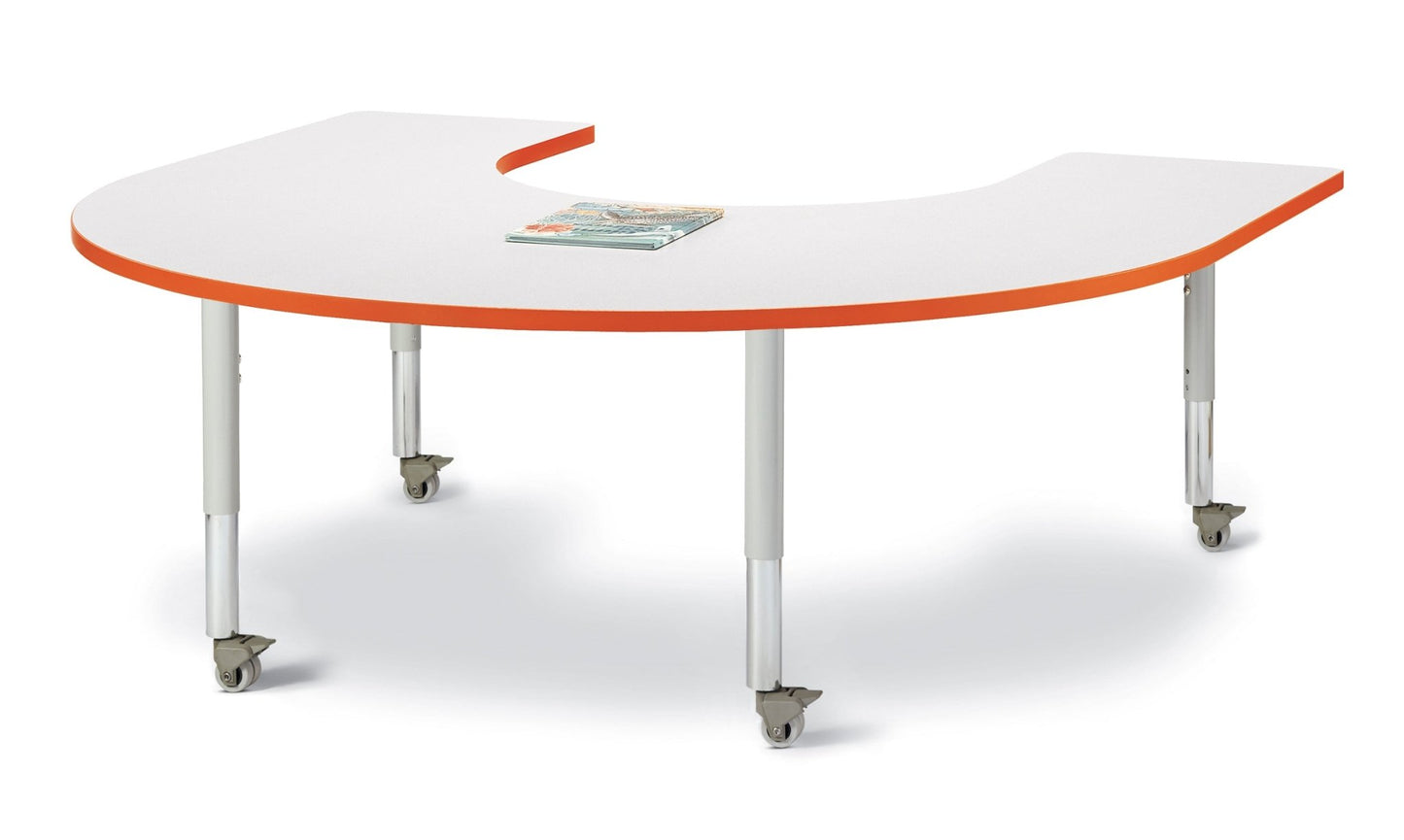 Berries Horseshoe Activity Table - 66" X 60", Mobile with Adjustable Height (20" - 31") - SchoolOutlet
