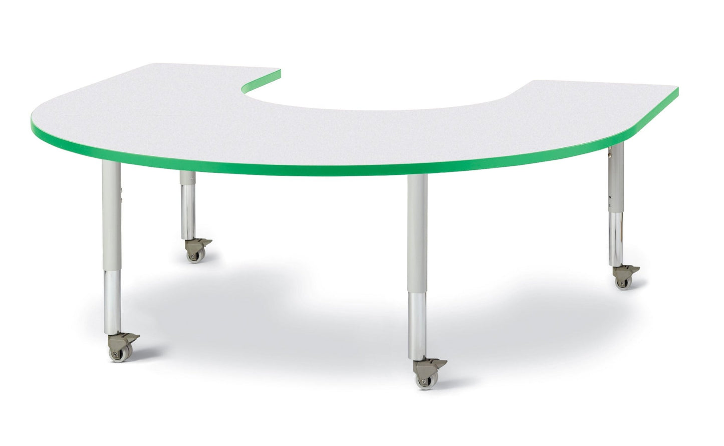 Berries Horseshoe Activity Table - 66" X 60", Mobile with Adjustable Height (20" - 31") - SchoolOutlet
